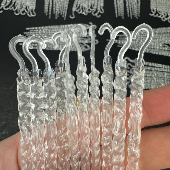 Lot of 99 Vtg Plastic Clear Icicle Twist Ornaments Glow in Dark Thin 5.5in wHook - Picture 7 of 12